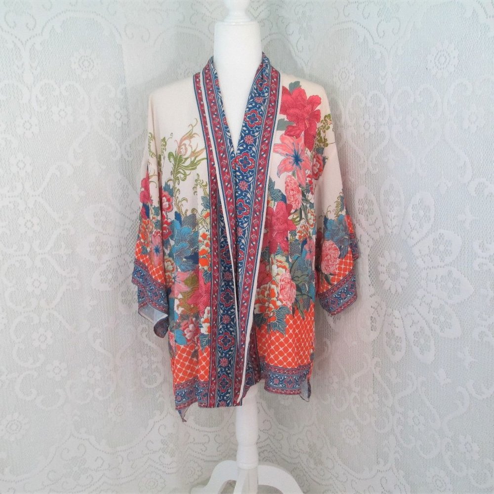 Jealous Tomato Mixed Print Twill Kimono